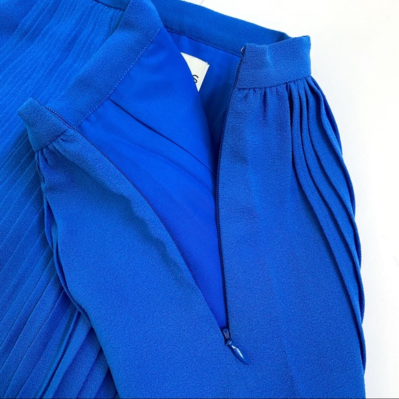 REISS Kashma cobalt blue high waisted double layered tiered pleated skirt - Picture 7 of 13